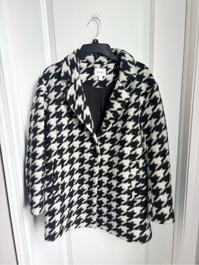 Nine West Black & White Houndstooth Peacoat